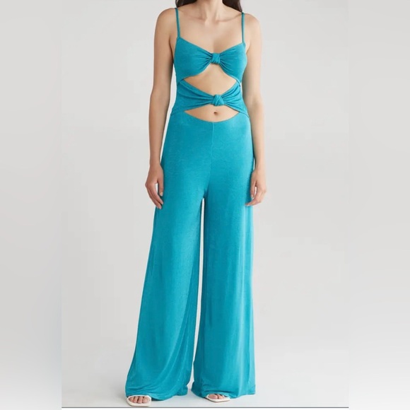 TOPSHOP CutOut Sleeveless Wide Leg Jumpsuit - Picture 1 of 8